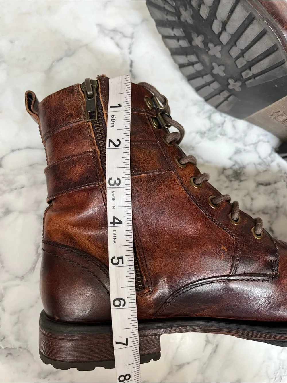 Aston Grey Brown Distressed Rockcastle 2 Combat Boot Men's Sz 8.5 Lace Up Zipper